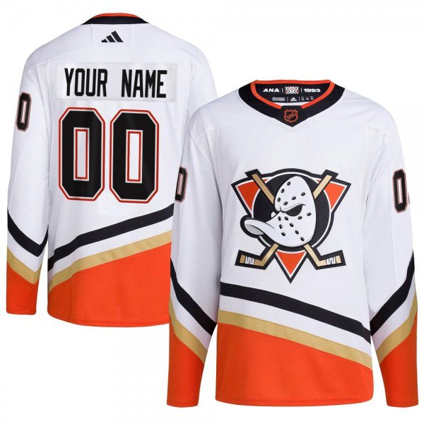 Custom Anaheim Ducks 2022 Reverse Retro 2.0 White Authentic Stitched Jersey